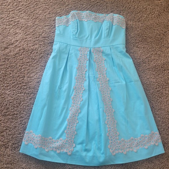 Lilly Pulitzer Betsey Stretch Dress Sate - Via Blue - Size 10 - Picture 2 of 6